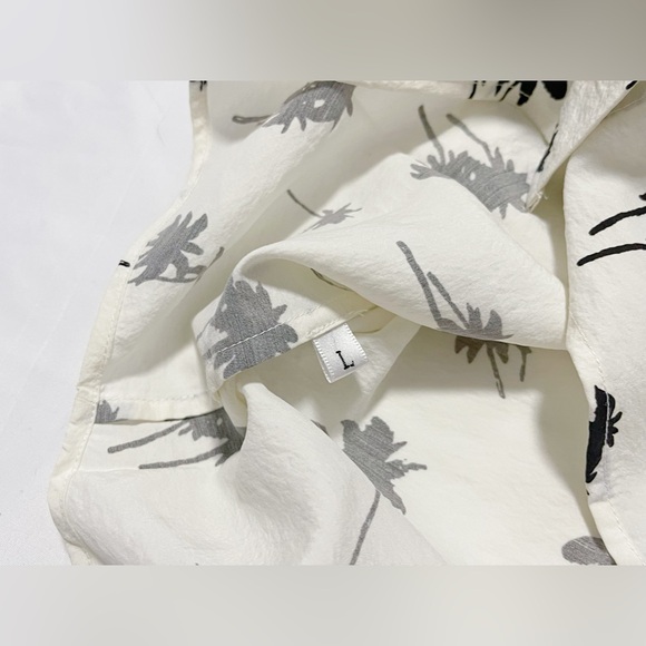 Long Sleeve Pointed Collar Dry Silk Shirt in Palm Tree Print - Picture 10 of 10